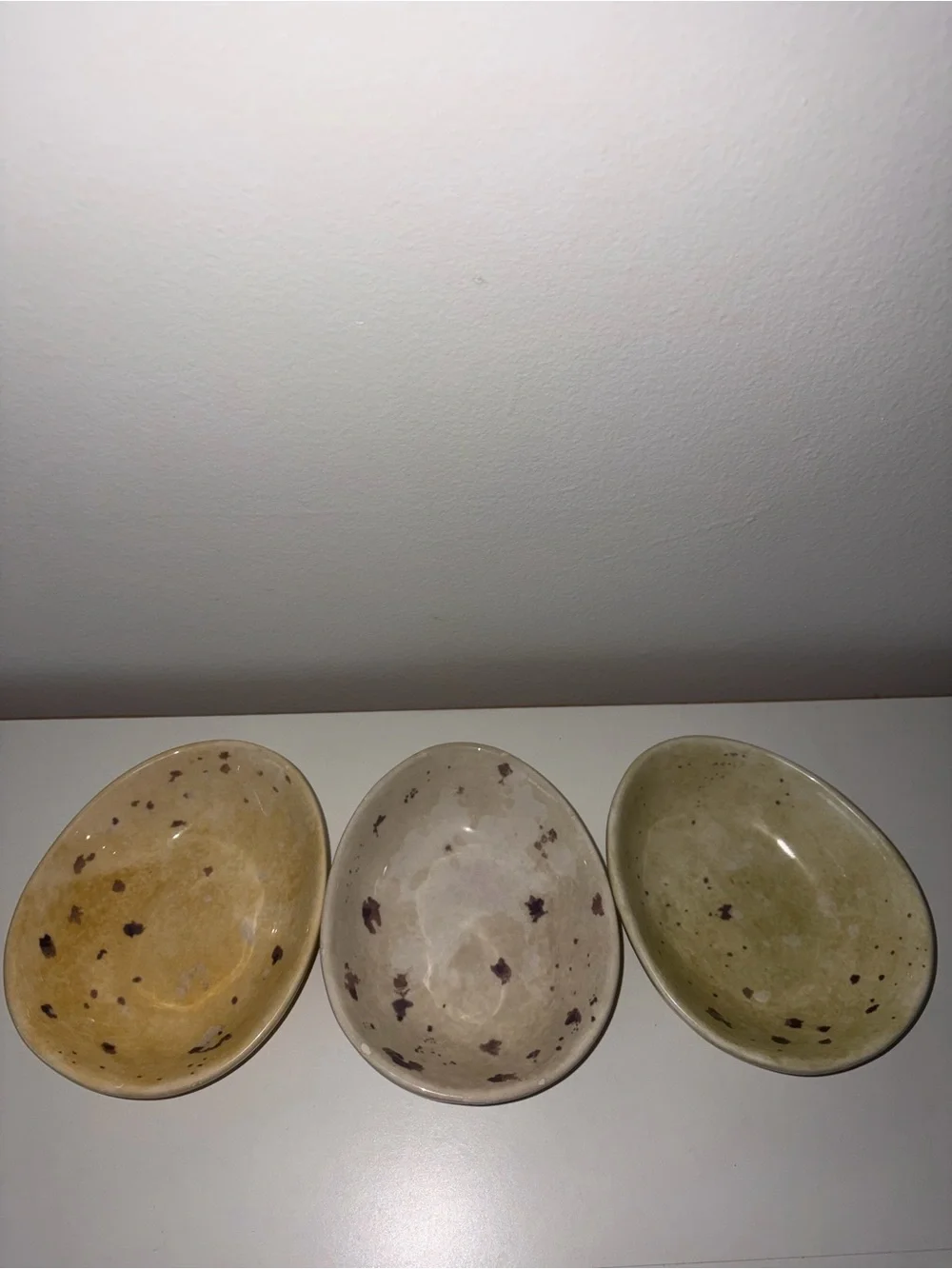 William-Sonoma Speckled Egg Ceramic Bowl, Salt & Pepper Shaker and Plate Set